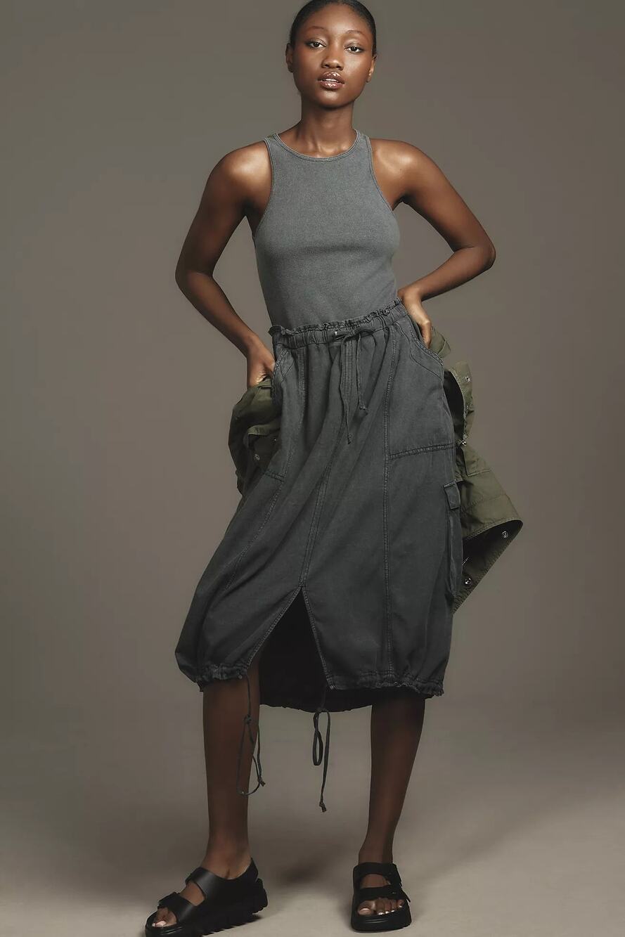 Daily Practice by Anthropologie High-Neck Tank Twofer Midi Dress size XXSP